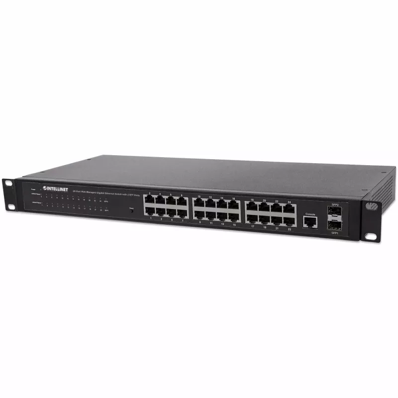 Intellinet 560917 24-Port-Gigabit-Web-Smart-Switch, 2x SFP, Rackmontage