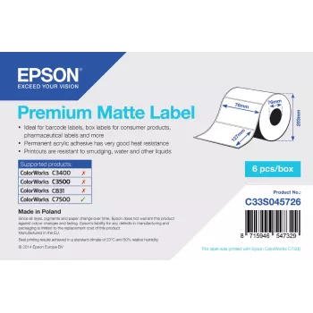 Epson Premium Matte Label - Gestanzte Rolle: 76 mm x 127 mm, 960 Etiketten
