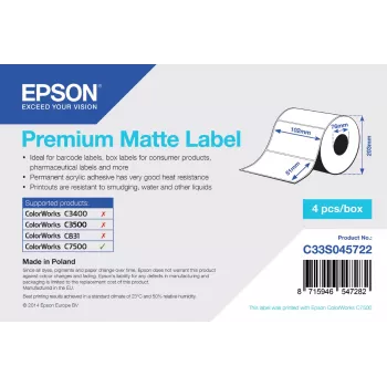 Epson Premium Matte Label - Gestanzte Rolle: 102 mm x 51 mm, 2310 Etiketten