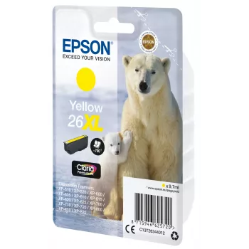 Epson Polar bear Einzelpack Gelb 26XL Claria Premium-Tinte, hohe (XL) Reichweite, Gelb, pigmentbasierte Tinte, 9,7 ml, 1 Stk., 700 Seiten