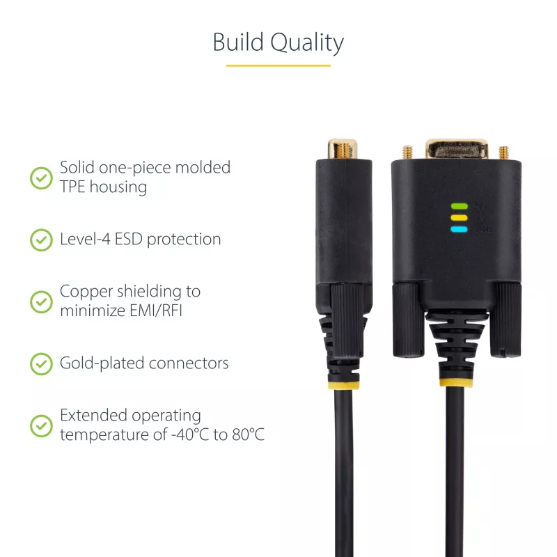 StarTech.com 2m USB-zu-Seriell-Adapterkabel, COM-Erhalt, austauschbare Schrauben/Muttern, USB-A auf DB9 RS232, FTDI IC, ESD-Schutz, Windows/macOS/Linux
