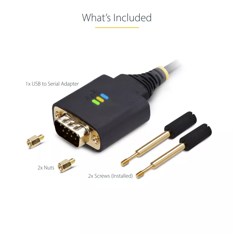StarTech.com 2m USB-zu-Seriell-Adapterkabel, COM-Erhalt, austauschbare Schrauben/Muttern, USB-A auf DB9 RS232, FTDI IC, ESD-Schutz, Windows/macOS/Linux