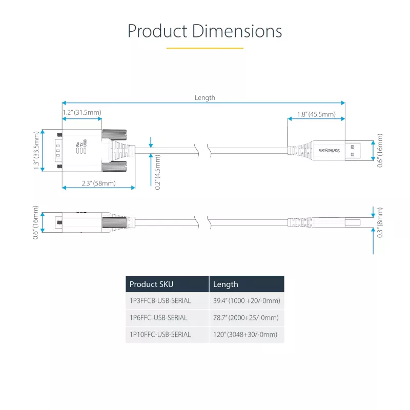 StarTech.com 2m USB-zu-Seriell-Adapterkabel, COM-Erhalt, austauschbare Schrauben/Muttern, USB-A auf DB9 RS232, FTDI IC, ESD-Schutz, Windows/macOS/Linux