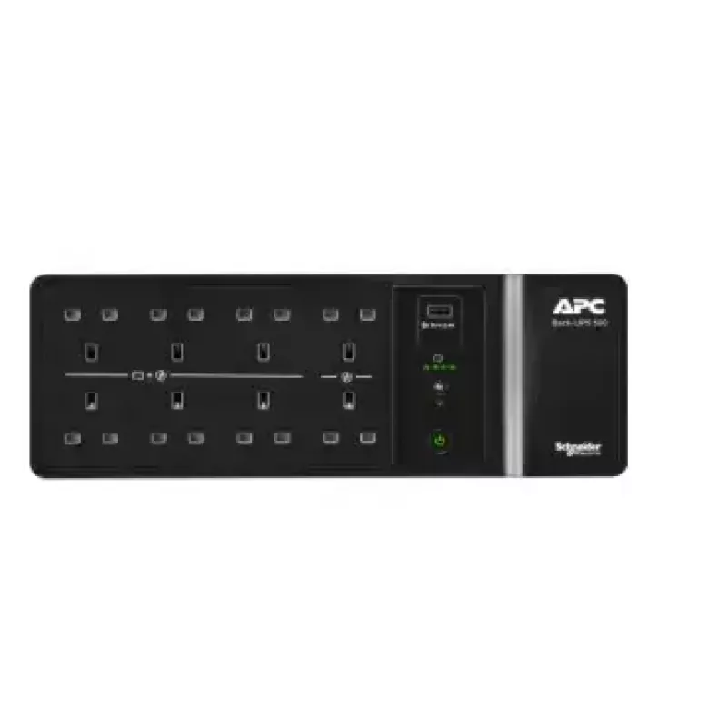 APC Back-UPS, 500 VA/300 W Boden-/Wandmontage, 230 V, 8x UNEL-Steckdosen, USB-Typ-A-Anschluss, benutzerwechselbare Batterie