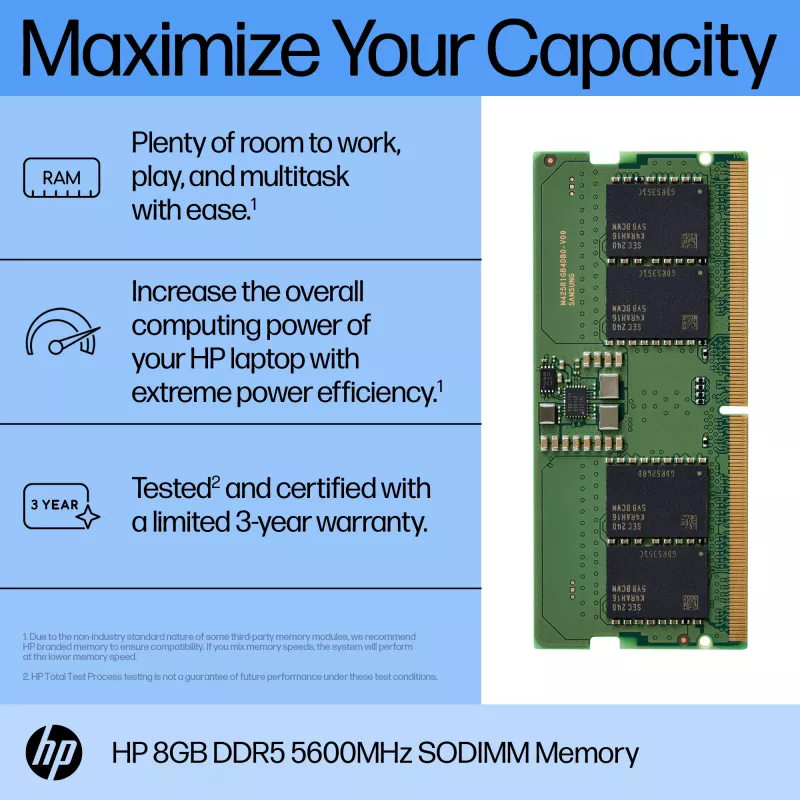 HP 8GB DDR5 5600 SODIMM Speicher, 8 GB, 1 x 8 GB, DDR5, 262-polig SO-DIMM