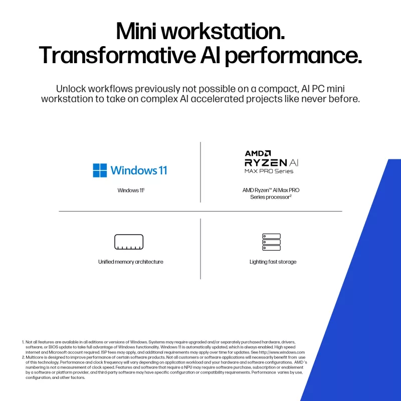 HP Z2 Mini G1a A40MYET Mini-PC, AMD Ryzen AI Max+ PRO 395, 64GB LPDDR5X, 2TB SSD, Windows 11 Pro