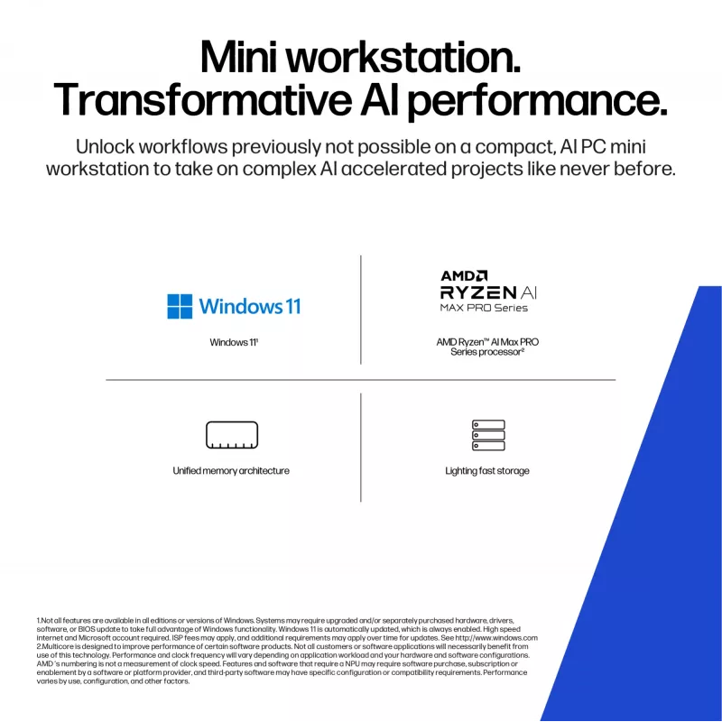 HP Z2 Mini G1a A40MYET Mini-PC, AMD Ryzen AI Max+ PRO 395, 64GB LPDDR5X, 2TB SSD, Windows 11 Pro