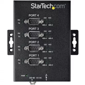 StarTech.com 4 Port Serial Hub USB auf RS232/RS485/RS422 Adapter - Industrieller USB 2.0 auf DB9 Seriell Konverter Hub - IP30-zertifiziert - Hutschienenmontierbarer serieller Metall-Hub - 15kV ESD-Schutz