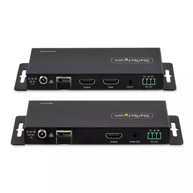 StarTech.com ST121HD20FXA2 4K 60Hz HDMI-über-Glasfaser-Extender-Kit, bis 1 km (Singlemode) / 300 m (Multimode), LC, HDR, HDCP, Audio/RS232/IR, Sender und Empfänger