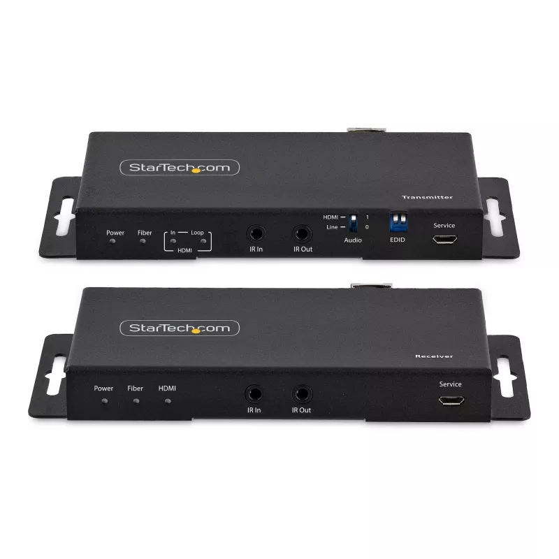 StarTech.com ST121HD20FXA2 4K 60Hz HDMI-über-Glasfaser-Extender-Kit, bis 1 km (Singlemode) / 300 m (Multimode), LC, HDR, HDCP, Audio/RS232/IR, Sender und Empfänger