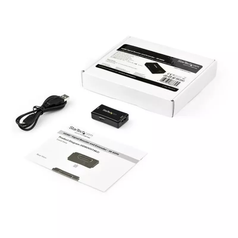 StarTech.com HDBOOST4K2 HDMI-Signalverstärker / Inline-Repeater, 4K 60 Hz, bis 14 m, USB-betrieben, 7.1-Audio, YUV 4:4:4