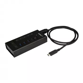 StarTech.com 7 Port USB C Hub - USB Type-C zu 2x USB-C/5x USB-A - Kommerzieller Metall USB 3.0 Hub - SuperSpeed USB 3.2 Gen 1 (5 Gbit/s) - Selbstversorgt - BC 1.2 Schnellladung - Montierbar/Robust