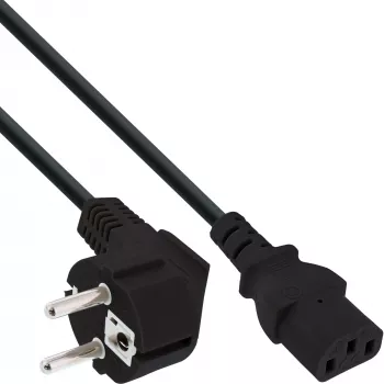 InLine Netzkabel, CEE 7/7 gewinkelt / 3‑polig IEC C13 Stecker, 1,8 m
