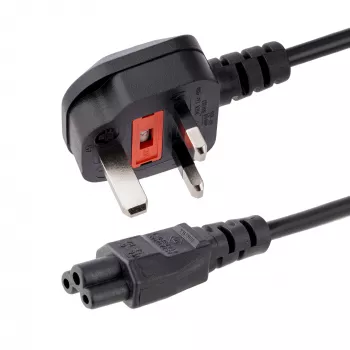 StarTech.com 3ft (1m) UK Laptop-Netzkabel, BS 1363 auf C5 (Kleeblatt), 2,5A 250V, 18AWG, UK Laptop-Ersatzkabel, Drucker-Netzkabel, Laptop-Ladekabel, Laptop-Netzteilkabel