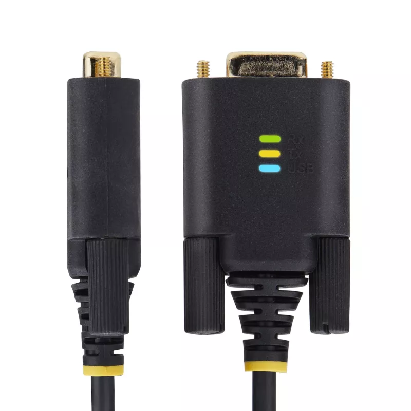 StarTech.com 1m USB zu Nullmodem Serielladapterkabel, austauschbare DB9-Schrauben/Muttern, COM Retention, USB-A zu RS232, FTDI, Level-4 ESD-Schutz, Windows/macOS/ChromeOS/Linux – robuste TPE-Konstruktion