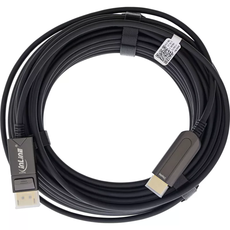 InLine DisplayPort auf HDMI AOC Konverterkabel, 4K/60Hz, schwarz, 15m