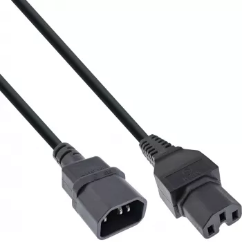 InLine Netzkabel-Verlängerung, Heißgeräteanschluss IEC-C15/IEC-C14 gerade, 3 m