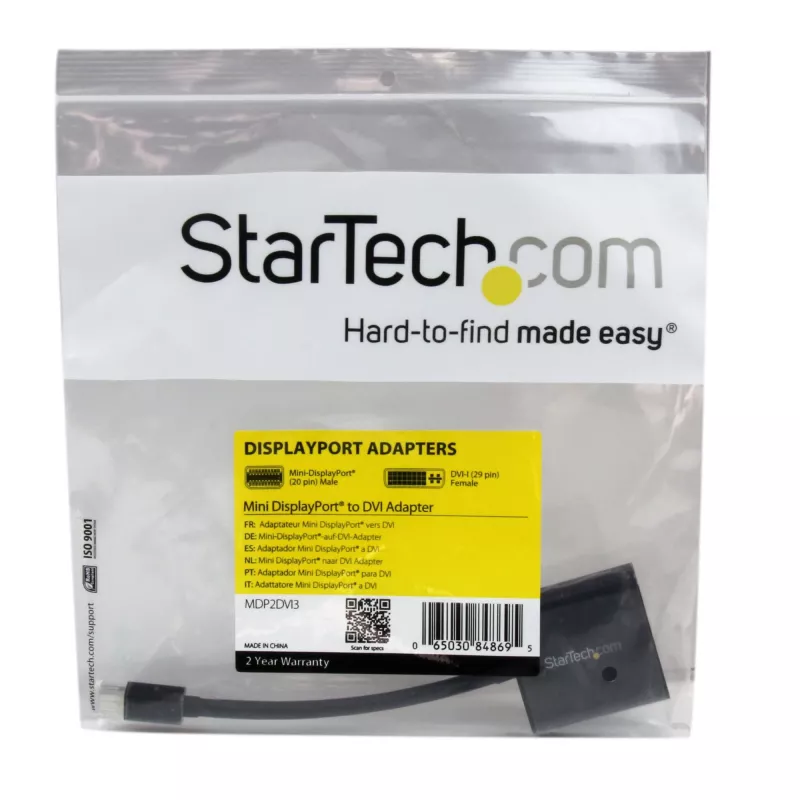StarTech.com MDP2DVI3 Mini-DisplayPort-auf-DVI-Adapter, 1920x1200 (WUXGA), passiv, Thunderbolt-kompatibel, 17 cm, schwarz