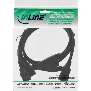 InLine Power-Y-Kabel deutscher Typ F 1x IEC-C14 auf 2x IEC-C13 1m