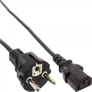 InLine Netzkabel, CEE 7/7 gerade / 3-polig IEC C13 Stecker, schwarz, 1,5 m