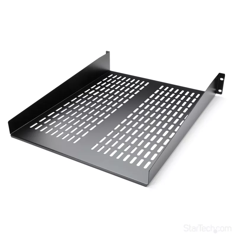 StarTech.com CABSHELF22V 2U belüfteter fest montierbarer Fachboden für Serverschrank, 19″, 22″ (55,9 cm) tief, bis 22 kg, Stahl, schwarz