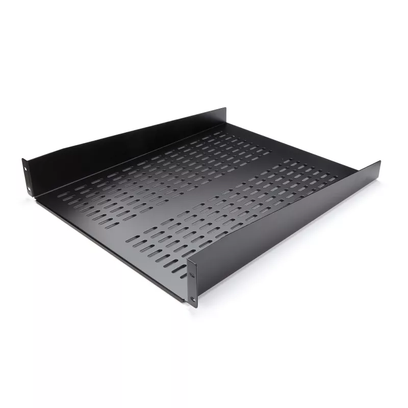 StarTech.com CABSHELF22V 2U belüfteter fest montierbarer Fachboden für Serverschrank, 19″, 22″ (55,9 cm) tief, bis 22 kg, Stahl, schwarz