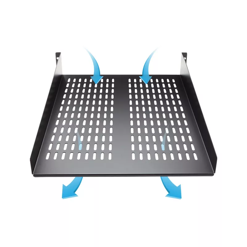StarTech.com CABSHELF22V 2U belüfteter fest montierbarer Fachboden für Serverschrank, 19″, 22″ (55,9 cm) tief, bis 22 kg, Stahl, schwarz