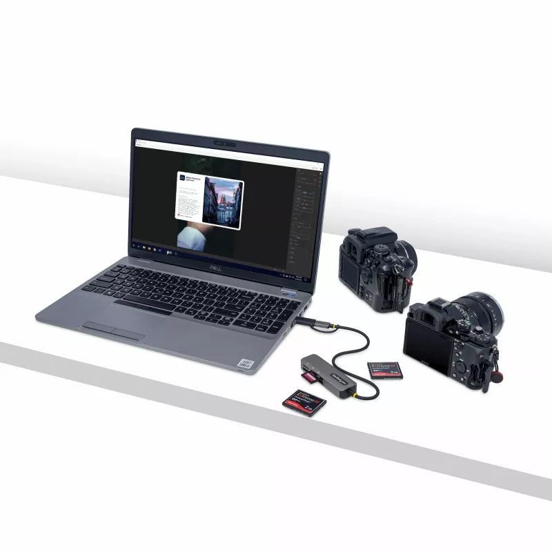 StarTech.com FCREADMICRO3V2 USB-3.0-Multimedia-Speicherkartenleser, SD/microSD/CompactFlash, USB-C mit USB-A-Adapter, 5 Gbit/s