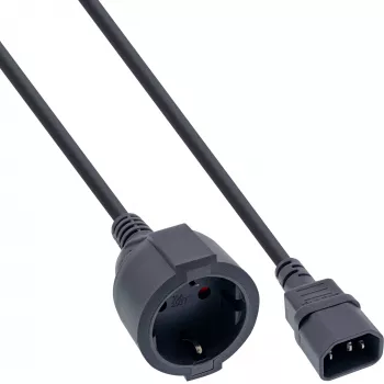 InLine Netzkabel, C14 auf Schutzkontakt-Buchse, schwarz, 0,5 m