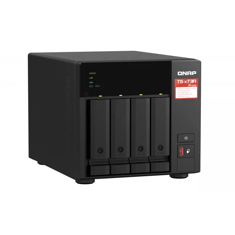 QNAP TS-473A + QSW-1105-5T Bundle Pack NAS Tower Ryzen Embedded V1500B 8 GB DDR4 0 TB QNAP Turbo System Schwarz