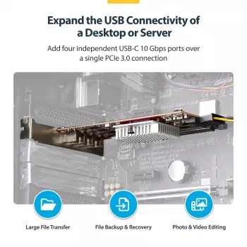 StarTech.com 4-Port USB Type-C PCIe Karte, USB 3.2 10Gbps, USB-C PCI Express Erweiterungskarte, 4x unabhängige USB-Controller, Windows/Linux/macOS, TAA-konform
