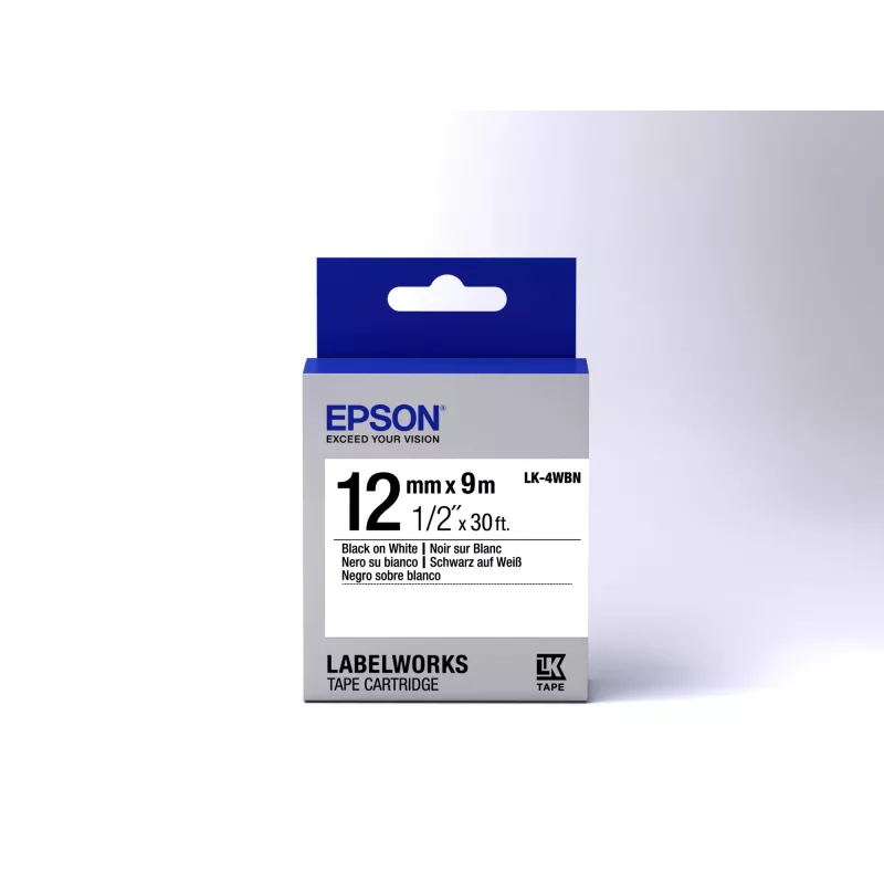 Epson Standard-Etikettenkassette LK-4WBN Schwarz/Weiß 12mm (9m)