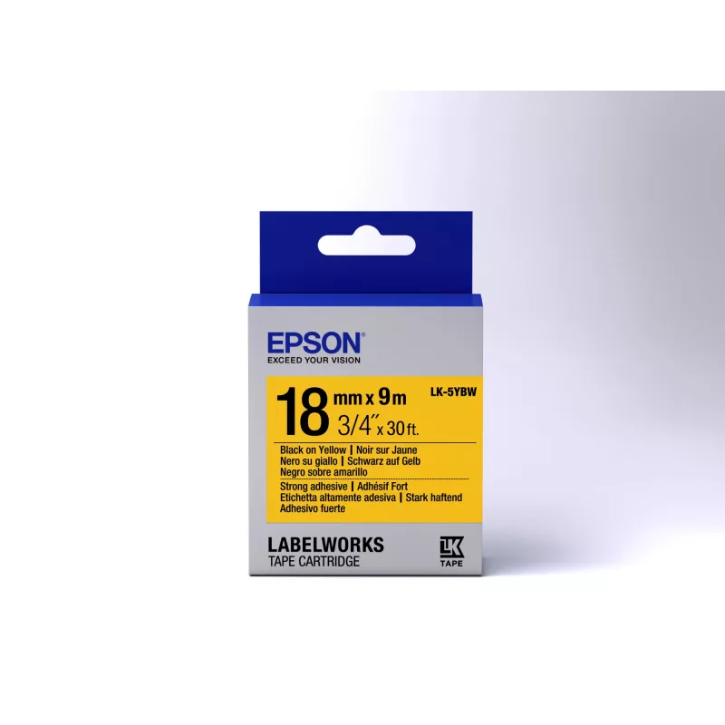 Epson Label Cartridge Strong Adhesive LK-5YBW Schwarz/Gelb 18mm (9m)