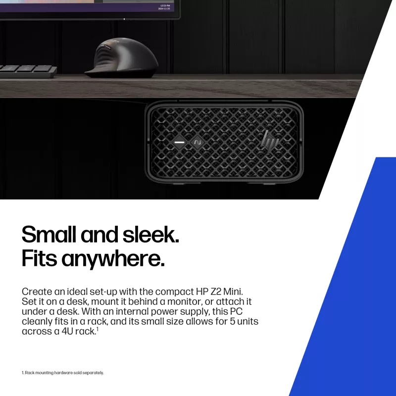 HP Z2 G1a Copilot+ PC AMD Ryzen AI Max PRO 390 32 GB LPDDR5x-SDRAM 1 TB SSD Windows 11 Pro Mini PC Workstation AI Workstation, AI PC Schwarz