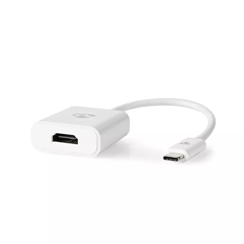 Nedis CCGB64651WT02 USB-C-auf-HDMI-Adapter USB 3.2 Gen1, 0,20 m, vernickelt, PVC, Weiß