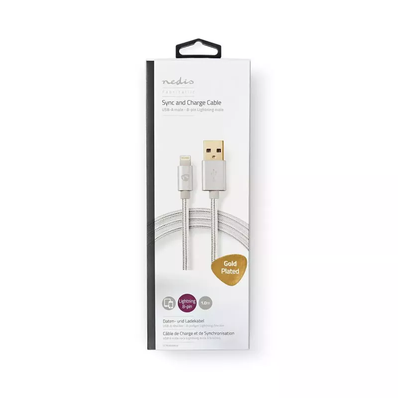 Handykabel Nedis CCTB39300AL10 Aluminium 1 m USB A Lightning
