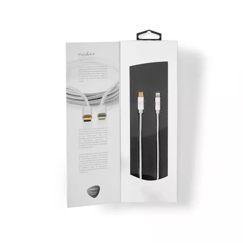 Lightning-Kabel Nedis CCTB39650AL10 1m Aluminium USB C