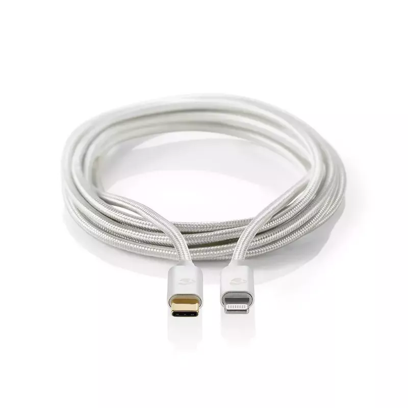 Lightning-Kabel Nedis CCTB39650AL20 2m USB-C Aluminium