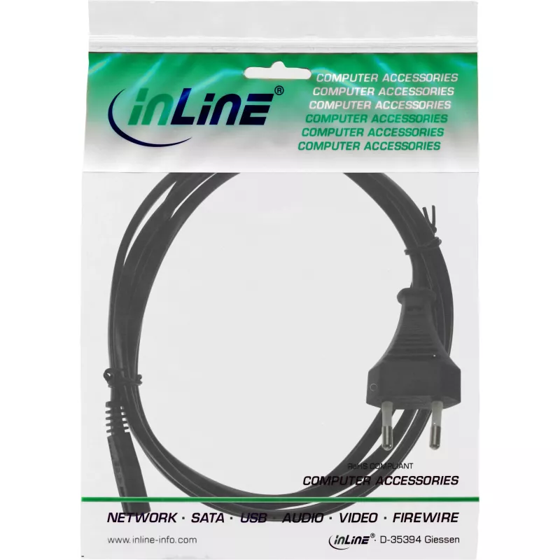 InLine Netzkabel, Eurostecker / Euro8-Stecker, schwarz, 0,5 m