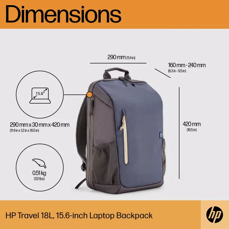 HP Travel 18 Liter 15.6 Blue Night Laptop-Rucksack, Rucksack, 510 g
