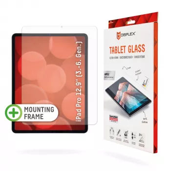Displex Tablet Glass (9H) für Apple iPad Pro 12,9'' (3./4./5./6. Gen.), Eco-Montagerahmen, unzerbrechlich, ultradünn, unsichtbar