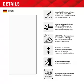 Displex Full Cover Screen Protector (10H) für Samsung Galaxy S24 Ultra, Eco-Montagerahmen, Full Cover