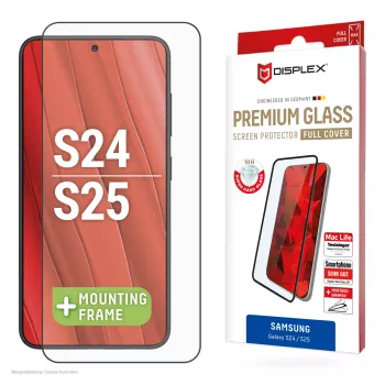 Displex Full Cover Screen Protector (10H) für Samsung Galaxy S24/S25, Eco-Montagerahmen, Vollabdeckung