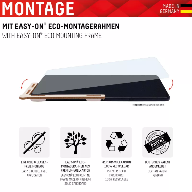 Displex Tablet Glass (9H) für Samsung Galaxy Tab S6 Lite, Eco Montagerahmen, unzerbrechlich, ultradünn, unsichtbar