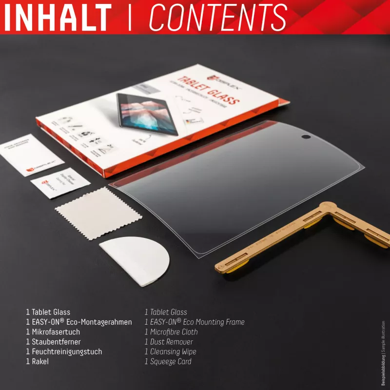 Displex Tablet Glass (9H) für Samsung Galaxy Tab S6 Lite, Eco Montagerahmen, unzerbrechlich, ultradünn, unsichtbar
