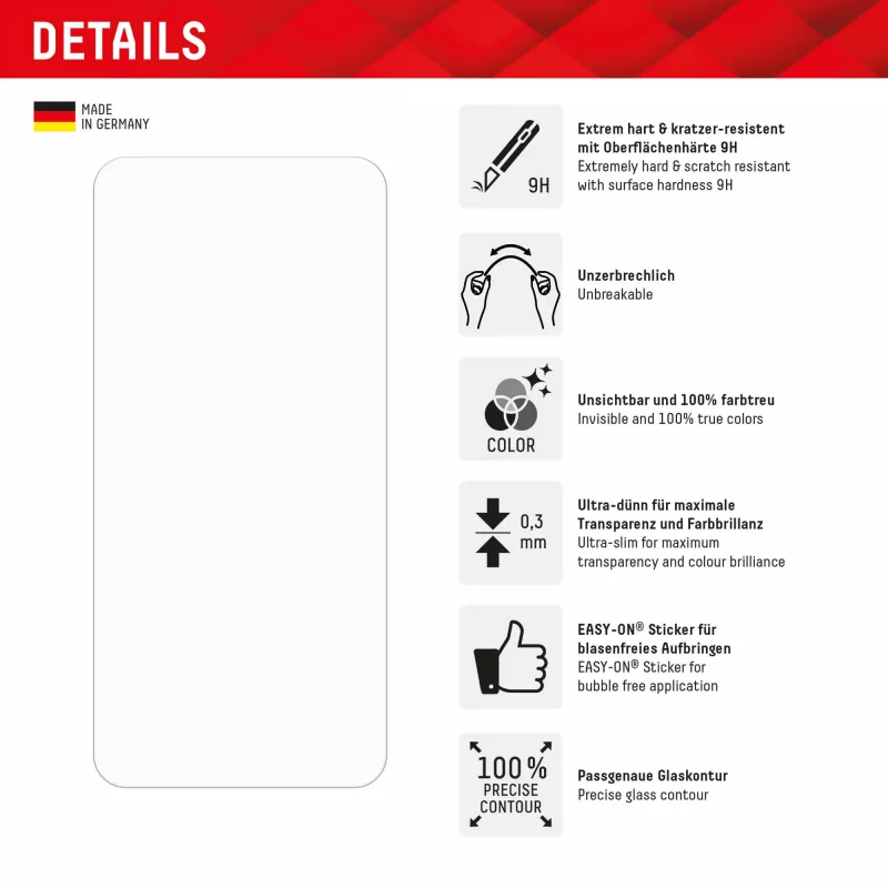 Displex Smart Glass (9H) für Samsung Galaxy A36/A56, Montageaufkleber, unzerbrechlich