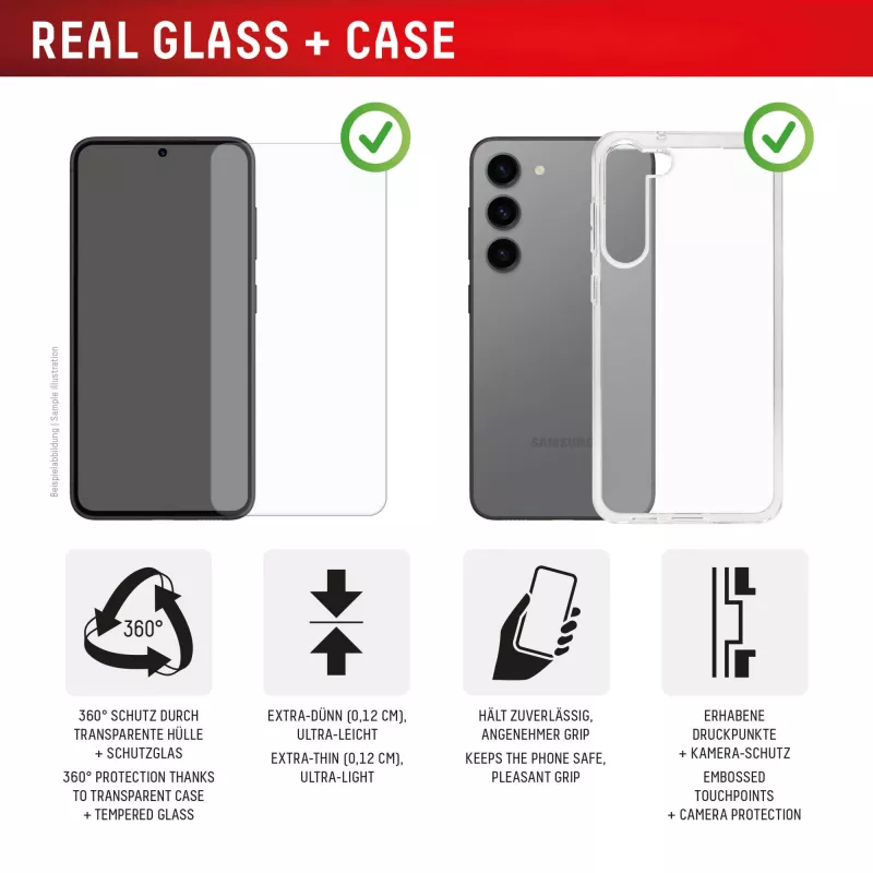 Displex Real Glass + Case Set für Samsung Galaxy S24 FE, 02052