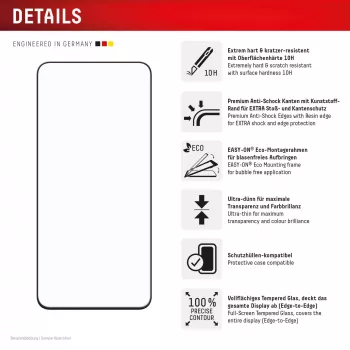Displex Premium Displayschutzfolie (Full Cover, 10H) für Samsung Galaxy S25 FE/S24 FE, Eco Montagerahmen, Full Cover