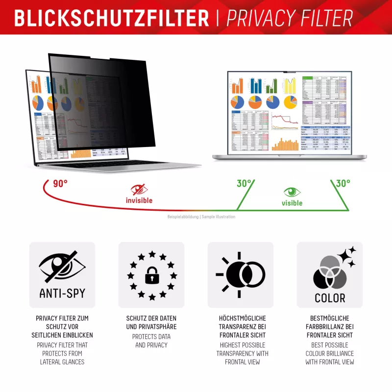 Displex PRIVACY SAFE herausnehmbarer 2-Wege-Privacy-Filter für Laptop/Notebook (randlos/frameless) 15,6'' (16:9)