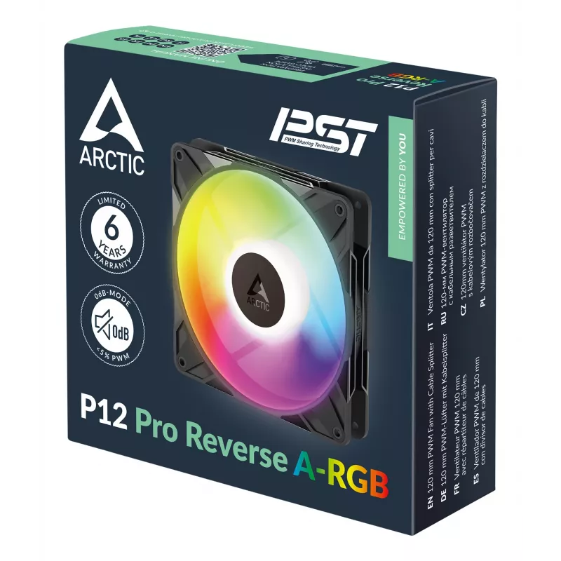 ARCTIC Freezer P12 Pro Reverse A-RGB - 3er-Pack Gehäuselüfter 12 cm Schwarz 3 Stück